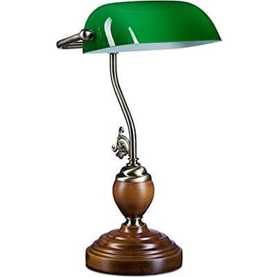Relaxdays 10016607 bureaulamp bankier met groene glazen lampenkap Relaxdays 10016607 bureaulamp bankier met groene glazen lampenkap