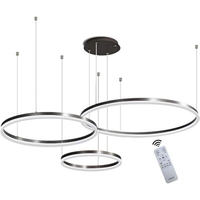 YYUTLUO Moderne led-kroonluchter DIY cirkel 3 zwarte ringen: 20 + 40 + 60 cm = 45 W hangende verlichting led metaal + acryl afstandsbediening dimbaar 2,4G hanglamp plafond rond woonkamer slaapkamer YYUTLUO Moderne led-kroonluchter DIY cirkel 3 zwarte ringen: 20 + 40 + 60 cm = 45 W hangende verlichting led metaal + acryl afstandsbediening dimbaar 2,4G hanglamp plafond rond woonkamer slaapkamer