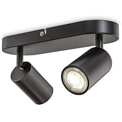B.K.Licht Plafondlamp, plafondspots met 2 lampen, zwart, spots, GU10-aansluiting, draaibare stangspots, kantelbaar, uitspringende spots, plafondlamp, excl. GU10 lampen I plafondlamp I B.K.Licht Plafondlamp, plafondspots met 2 lampen, zwart, spots, GU10-aansluiting, draaibare stangspots, kantelbaar, uitspringende spots, plafondlamp, excl. GU10 lampen I plafondlamp I