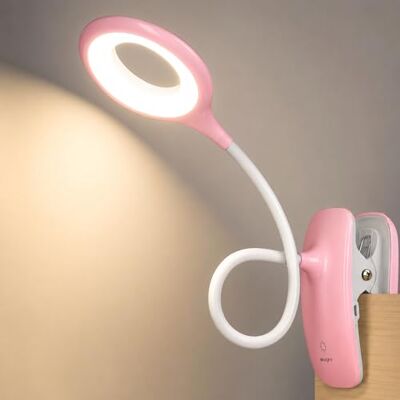 QJUZO Bureaulamp voor kinderen, met klem, led-leeslamp, oplaadbaar, USB, 3 verlichtingsmodi, flexibele 360 graden, bedlampje voor kinderen, om in bed te lezen, roze QJUZO Bureaulamp voor kinderen, met klem, led-leeslamp, oplaadbaar, USB, 3 verlichtingsmodi, flexibele 360 graden, bedlampje voor kinderen, om in bed te lezen, roze