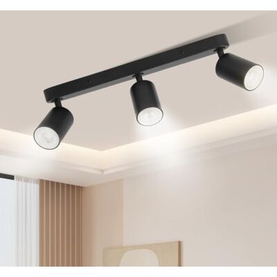 CHENBEN Led-plafondlamp, 3 spots, Gu10, plafondlamp, draaibaar, modern, zwart, plafondverlichting, geschikt voor slaapkamer, woonkamer en keuken (zonder lampen) CHENBEN Led-plafondlamp, 3 spots, Gu10, plafondlamp, draaibaar, modern, zwart, plafondverlichting, geschikt voor slaapkamer, woonkamer en keuken (zonder lampen)