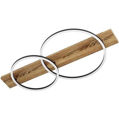 EGLO Boyal Led-plafondlamp, 2 lichtpunten, vintage, rustiek, modern, plafondlamp van staal, hout en kunststof, voor keuken of hal, zwart, bruin, wit, lengte 78 cm EGLO Boyal Led-plafondlamp, 2 lichtpunten, vintage, rustiek, modern, plafondlamp van staal, hout en kunststof, voor keuken of hal, zwart, bruin, wit, lengte 78 cm