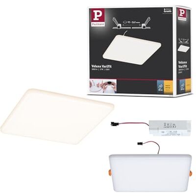 Paulmann 92395 Veluna VariFit IP44 LED inbouwspots 185x185 mm vierkant incl. 1x17 watt plafondlamp satijn kunststof 3000 K Paulmann 92395 Veluna VariFit IP44 LED inbouwspots 185x185 mm vierkant incl. 1x17 watt plafondlamp satijn kunststof 3000 K