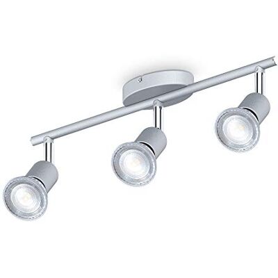 B.K.Licht plafondlamp, 3 spots, draaibaar en draaibaar, 3 ledlampen, 5 W, GU10, plafondspots, woonkamer, eetkamer, keuken, hal, neutraal wit licht, 4000 K, titanium kleur B.K.Licht plafondlamp, 3 spots, draaibaar en draaibaar, 3 ledlampen, 5 W, GU10, plafondspots, woonkamer, eetkamer, keuken, hal, neutraal wit licht, 4000 K, titanium kleur