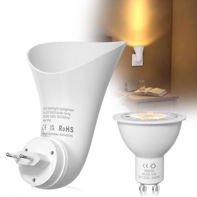 BrightArk Plugin GU10 wandlamp met Uplighter spot 360° draaibaar, warm licht 3000 K, lichtspot, energiebesparend, stopcontact, inclusief ledlamp BrightArk Plugin GU10 wandlamp met Uplighter spot 360° draaibaar, warm licht 3000 K, lichtspot, energiebesparend, stopcontact, inclusief ledlamp
