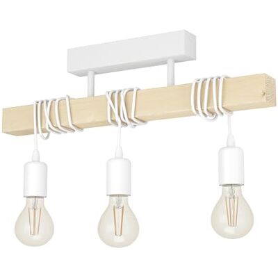 EGLO TOWNSHEND Plafondlamp, vintage plafondlamp met 3 vlammen in industrieel design, retro hanglamp van staal en hout, wit, bruin, FSC-gecertificeerd, E27-fitting EGLO TOWNSHEND Plafondlamp, vintage plafondlamp met 3 vlammen in industrieel design, retro hanglamp van staal en hout, wit, bruin, FSC-gecertificeerd, E27-fitting