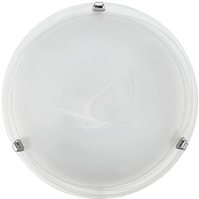 EGLO Plafondlamp Salome, 1-lichts plafondlamp klassiek, woonkamerlamp van metaal en albastglas, keukenlamp in chroomkleuren, wit, hallamp plafond met E27-fitting, Ø 30 cm EGLO Plafondlamp Salome, 1-lichts plafondlamp klassiek, woonkamerlamp van metaal en albastglas, keukenlamp in chroomkleuren, wit, hallamp plafond met E27-fitting, Ø 30 cm