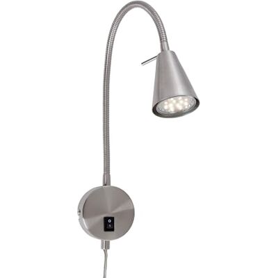 Briloner Leuchten Led-bedlamp met flexibele arm met aan/uit-schakelaar, 4 W, 400 lumen, 3000 K, metaal, 4 W, mat nikkel, 450 x 205 mm (H x A), basis: 80 mm (D), kop: 58 mm (D) Briloner Leuchten Led-bedlamp met flexibele arm met aan/uit-schakelaar, 4 W, 400 lumen, 3000 K, metaal, 4 W, mat nikkel, 450 x 205 mm (H x A), basis: 80 mm (D), kop: 58 mm (D)
