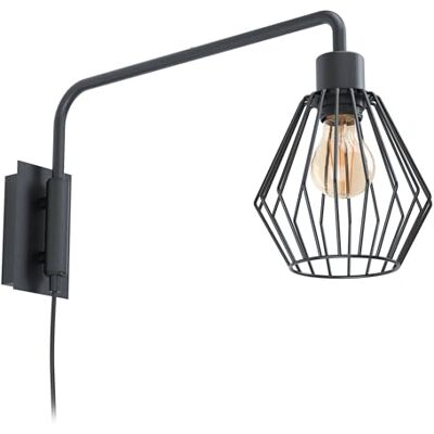 EGLO Wandlamp Tabillano 1, 1-vlammige wandlamp vintage, industrieel, retro, wandlamp binnen van staal, woonkamerlamp, hallamp in zwart, E27 fitting EGLO Wandlamp Tabillano 1, 1-vlammige wandlamp vintage, industrieel, retro, wandlamp binnen van staal, woonkamerlamp, hallamp in zwart, E27 fitting