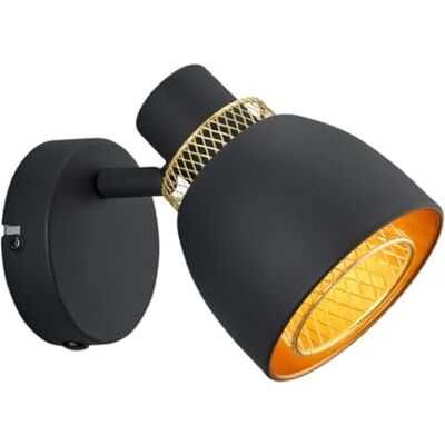 RL LIVE YOUR LIGHT Reality Punch wandlamp R80811032, metaal mat zwart/goud, zonder 1 x E14 RL LIVE YOUR LIGHT Reality Punch wandlamp R80811032, metaal mat zwart/goud, zonder 1 x E14