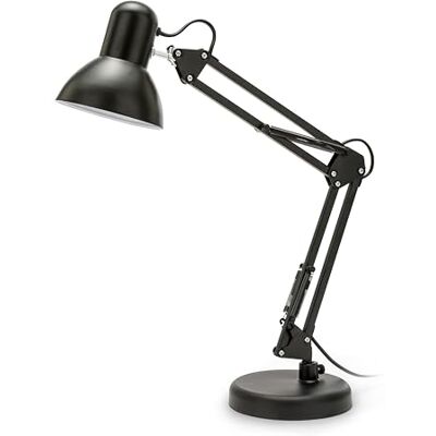 Velamp Bureaulamp, tafellamp met scharnierarm, E27-fitting, geschikt voor led, voor kantoor, studenten, lezen, kinderkamer Velamp Bureaulamp, tafellamp met scharnierarm, E27-fitting, geschikt voor led, voor kantoor, studenten, lezen, kinderkamer