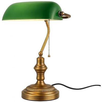 B·LED BARCELONA LED BARCELONA Led-bankierlamp, vintage, E27, met lampenkap van groen glas, draaibaar, retro bureaulamp van metaal, verouderde messing afwerking, met kettingschakelaar, klassieke tafellamp B·LED BARCELONA LED BARCELONA Led-bankierlamp, vintage, E27, met lampenkap van groen glas, draaibaar, retro bureaulamp van metaal, verouderde messing afwerking, met kettingschakelaar, klassieke tafellamp