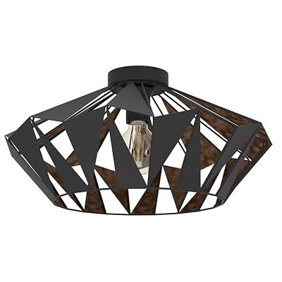 EGLO Carlton 6 Plafondlamp, 1 lichtpunt, vintage, industrieel, retro, woonkamerlamp van staal in zwart, koper, keukenlamp, hallamp plafond met E27-fitting EGLO Carlton 6 Plafondlamp, 1 lichtpunt, vintage, industrieel, retro, woonkamerlamp van staal in zwart, koper, keukenlamp, hallamp plafond met E27-fitting