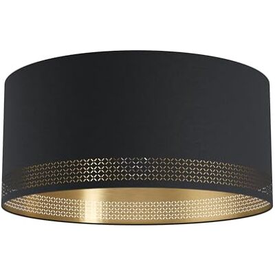 EGLO EsTEPErra Plafondlamp, 1 lamp, vintage, retro, woonkamerlamp van staal en textiel, in zwart, goud, keukenlamp, hallamp, plafond met E27-fitting EGLO EsTEPErra Plafondlamp, 1 lamp, vintage, retro, woonkamerlamp van staal en textiel, in zwart, goud, keukenlamp, hallamp, plafond met E27-fitting