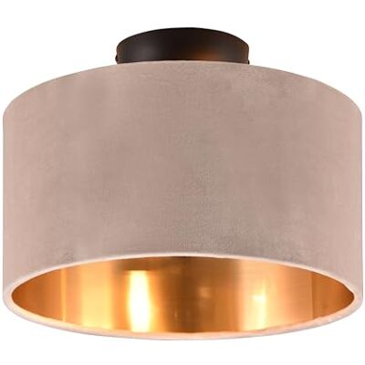 Trio Leuchten Plafondlamp Julieta 619000244, mat zwart metaal, lampenkap beige fluweel/goud, excl. 2x E14 Trio Leuchten Plafondlamp Julieta 619000244, mat zwart metaal, lampenkap beige fluweel/goud, excl. 2x E14