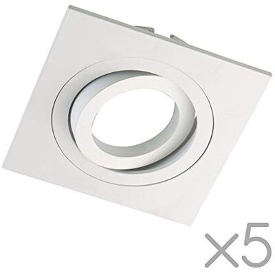 wonderlamp W-E000141 inbouwspot, vierkant, aluminium, wit, 5 stuks wonderlamp W-E000141 inbouwspot, vierkant, aluminium, wit, 5 stuks