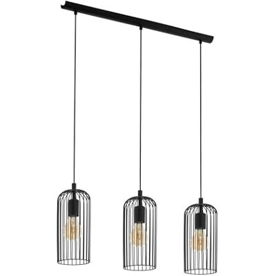 EGLO Roccamena Hanglamp, hanglamp, 3 lampen, kroonluchter voor woonkamer en eetkamer, metaal, zwart, industriële stijl, fitting E27, 73 cm EGLO Roccamena Hanglamp, hanglamp, 3 lampen, kroonluchter voor woonkamer en eetkamer, metaal, zwart, industriële stijl, fitting E27, 73 cm
