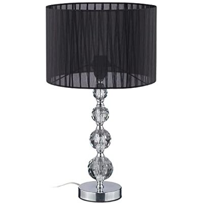 Relaxdays Nachtlampje, kristallen look, fitting E27, ronde lampenkap, H x D: 54 x 29,5 cm, slaapkamer en woonkamer, zwart Relaxdays Nachtlampje, kristallen look, fitting E27, ronde lampenkap, H x D: 54 x 29,5 cm, slaapkamer en woonkamer, zwart