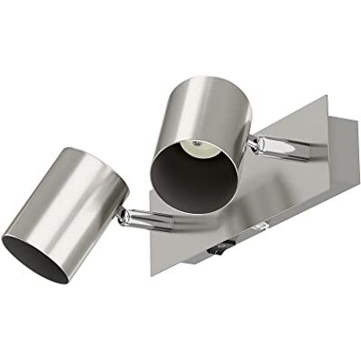 ledscom.de Wandlamp WAIKA, 2 vlammen, schakelaar, roestvrij staal, mat, vierkant, 2 x GU10 max. 60 W ledscom.de Wandlamp WAIKA, 2 vlammen, schakelaar, roestvrij staal, mat, vierkant, 2 x GU10 max. 60 W