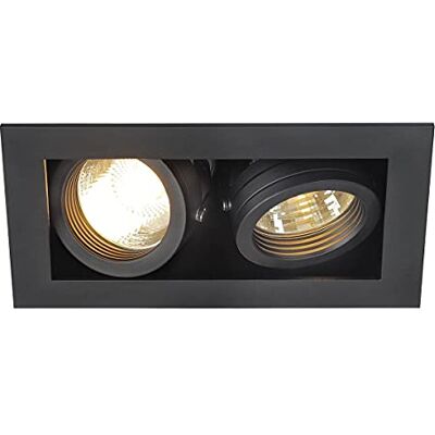 SLV KADUX 2 Inbouwspot voor binnenverlichting, led-spots, plafondspots, plafondlampen, 2 lampen, GU10, rechthoekig, matzwart, max. 50 W, met clipveren SLV KADUX 2 Inbouwspot voor binnenverlichting, led-spots, plafondspots, plafondlampen, 2 lampen, GU10, rechthoekig, matzwart, max. 50 W, met clipveren