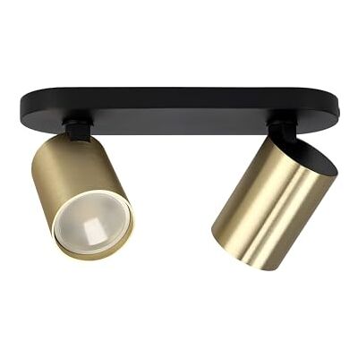 EDO Plafondspot, draaibaar, zwart en goud, MALGA ELEGANT 2 plafondlampen, 2 spots, met GU10-fitting, moderne plafondverlichting, plafondlamp, 230 V, spot bar voor woonkamer, slaapkamer EDO Plafondspot, draaibaar, zwart en goud, MALGA ELEGANT 2 plafondlampen, 2 spots, met GU10-fitting, moderne plafondverlichting, plafondlamp, 230 V, spot bar voor woonkamer, slaapkamer