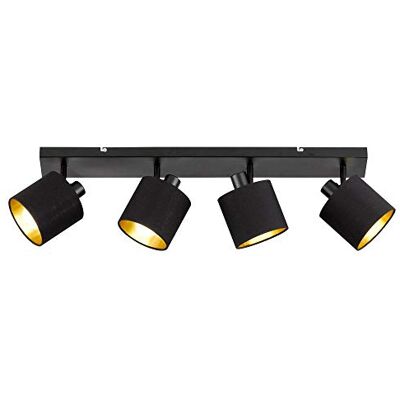 RL LIVE YOUR LIGHT Reality Spot Bar TOMMY R80334079, mat zwart metaal, gouden stoffen lampenkap RL LIVE YOUR LIGHT Reality Spot Bar TOMMY R80334079, mat zwart metaal, gouden stoffen lampenkap