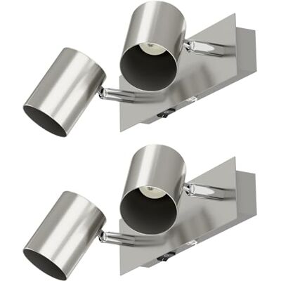 ledscom.de 2 stuks WAIKA wandlamp, 2 vlammen, schakelaar, mat roestvrij staal, vierkant, 2 x GU10 max. 60 W ledscom.de 2 stuks WAIKA wandlamp, 2 vlammen, schakelaar, mat roestvrij staal, vierkant, 2 x GU10 max. 60 W
