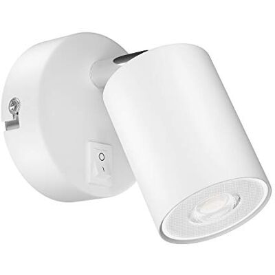 ledscom.de WAIKA wandspot 1 lamp met schakelaar GU10 wit mat incl. LED GU10 468lm warmwit ledscom.de WAIKA wandspot 1 lamp met schakelaar GU10 wit mat incl. LED GU10 468lm warmwit