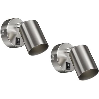 ledscom.de 2 stuks WAIKA wandlamp, schakelaar, mat roestvrij staal, rond, 1x GU10 max. 60 W ledscom.de 2 stuks WAIKA wandlamp, schakelaar, mat roestvrij staal, rond, 1x GU10 max. 60 W