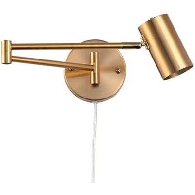 B·LED BARCELONA LED BARCELONA Led-wandlamp met scharnierarm en gladde handgreep, gouden leeslamp, E27 G45 fitting, minimalistisch design, ideaal voor hoofdeinde, studio of woonkamer B·LED BARCELONA LED BARCELONA Led-wandlamp met scharnierarm en gladde handgreep, gouden leeslamp, E27 G45 fitting, minimalistisch design, ideaal voor hoofdeinde, studio of woonkamer