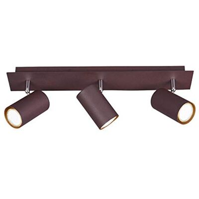 Trio Leuchten Plafondlamp Marley 802400324, metaal roestkleur, spotbalk 3 vlammen, excl. 1 x GU10 Trio Leuchten Plafondlamp Marley 802400324, metaal roestkleur, spotbalk 3 vlammen, excl. 1 x GU10