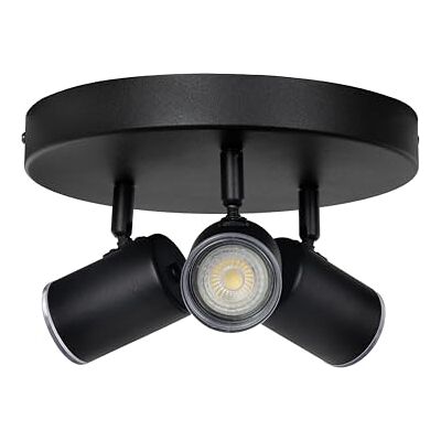 EGLO Consuma Plafondlamp, 1, 3 spots draaibaar, plafondlamp, badkamer, zwart, stalen lamp, GU10-fitting, IP44, Ø 25 cm EGLO Consuma Plafondlamp, 1, 3 spots draaibaar, plafondlamp, badkamer, zwart, stalen lamp, GU10-fitting, IP44, Ø 25 cm