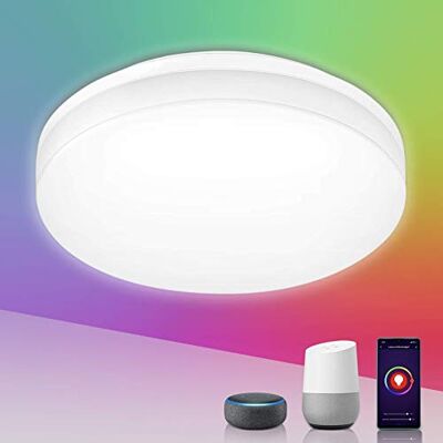 Lepro LE 15 W led-plafondlamp met wifi, 1250 lumen instelbare kleuren (RGB + warm/koud-wit 2700 6500 K), led-plafondlamp, waterdicht IP54, afstandsbediening smartphone app, compatibel met Alexa/Google Lepro LE 15 W led-plafondlamp met wifi, 1250 lumen instelbare kleuren (RGB + warm/koud-wit 2700 6500 K), led-plafondlamp, waterdicht IP54, afstandsbediening smartphone app, compatibel met Alexa/Google