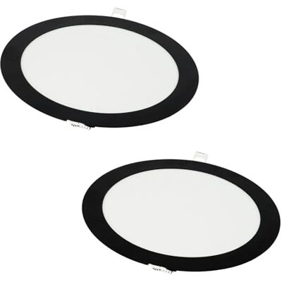 JANDEI Set van 2 ronde led-inbouwspots, 1440 lm, binnen IP20, frame zwarte afwerking, uitsparing Ø 200 Ø 205 mm, extra plat 13 mm, transformator inbegrepen (koud wit 6000 K) JANDEI Set van 2 ronde led-inbouwspots, 1440 lm, binnen IP20, frame zwarte afwerking, uitsparing Ø 200 Ø 205 mm, extra plat 13 mm, transformator inbegrepen (koud wit 6000 K)