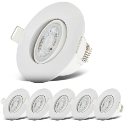 B.K.Licht Set van 6 led-inbouwspots, 230 V, draaibaar, voor badkamer, IP65, plafond, 9 x 4,2 cm (DxH), wit B.K.Licht Set van 6 led-inbouwspots, 230 V, draaibaar, voor badkamer, IP65, plafond, 9 x 4,2 cm (DxH), wit