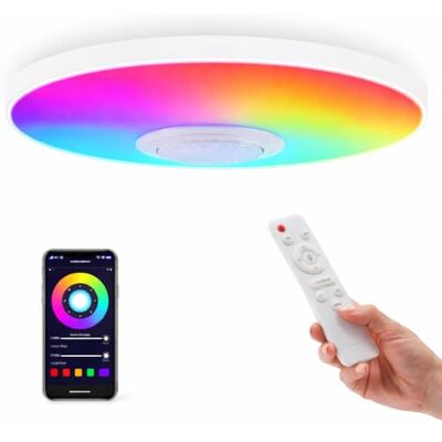 M Ledme Dimbare led-plafondlamp, 30 W, 380 mm, licht met kleurveranderende muziek, RGB+CCT, met luidspreker, Bluetooth, afstandsbediening en app, geschikt voor badkamer, slaapkamer, LM6619 M Ledme Dimbare led-plafondlamp, 30 W, 380 mm, licht met kleurveranderende muziek, RGB+CCT, met luidspreker, Bluetooth, afstandsbediening en app, geschikt voor badkamer, slaapkamer, LM6619