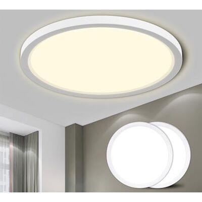 LQWELL ® Led-plafondlamp, IP44, badkamerlamp, waterdicht, rond, plat, 18 W, 4000 K, 1600 lm, dun, voor woonkamer, badkamer, slaapkamer, keuken, kelder, kantoor, 220 x 24 mm LQWELL ® Led-plafondlamp, IP44, badkamerlamp, waterdicht, rond, plat, 18 W, 4000 K, 1600 lm, dun, voor woonkamer, badkamer, slaapkamer, keuken, kelder, kantoor, 220 x 24 mm