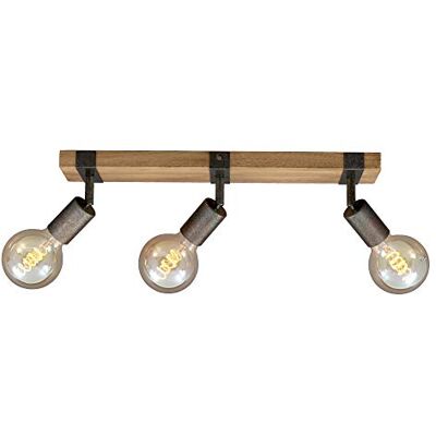 Briloner Hanglamp, retro vintage plafondlamp, draaibare en draaibare spots, 3 x E27, metaalhout, kleur: zwart en bruin, 48 x 10 x 9 cm (l x b x h) Briloner Hanglamp, retro vintage plafondlamp, draaibare en draaibare spots, 3 x E27, metaalhout, kleur: zwart en bruin, 48 x 10 x 9 cm (l x b x h)