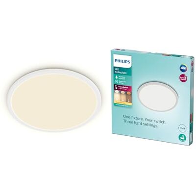 Philips Superslim Plafondlamp Badkamerverlichting Wit Warmwit Licht 18 W Spatwaterdicht Dimbaar Philips Superslim Plafondlamp Badkamerverlichting Wit Warmwit Licht 18 W Spatwaterdicht Dimbaar