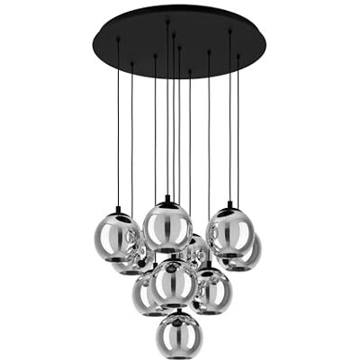 EGLO Ariscani Hanglamp, 10 vlammen, hanglamp, cluster hangers, kroonluchter, eetkamer, van zwart metaal en helder zwart rookglas, E27 fitting, Ø 65,5 cm EGLO Ariscani Hanglamp, 10 vlammen, hanglamp, cluster hangers, kroonluchter, eetkamer, van zwart metaal en helder zwart rookglas, E27 fitting, Ø 65,5 cm