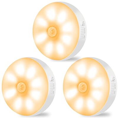 GONICVIN Set van 3 draadloze oplaadbare led-wandlampen met automatische sensor en aan/uit voor trappen, woonkamer, hal, kast, keuken, onder kasten (3 stuks, warm licht) GONICVIN Set van 3 draadloze oplaadbare led-wandlampen met automatische sensor en aan/uit voor trappen, woonkamer, hal, kast, keuken, onder kasten (3 stuks, warm licht)