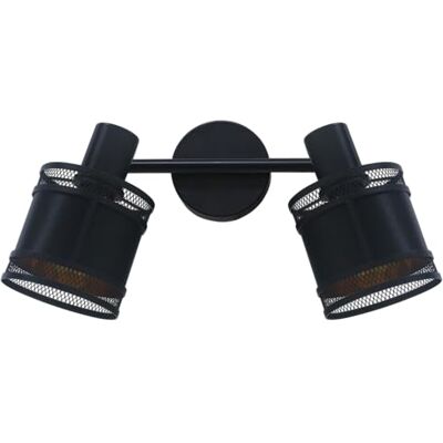 REV Wand- of plafondlamp met 2 lampen in vintage look met E14-fitting, draaibare plafondlamp van metaal en zwarte stoffen bekleding, wandlamp voor woonkamer, slaapkamer en hal REV Wand- of plafondlamp met 2 lampen in vintage look met E14-fitting, draaibare plafondlamp van metaal en zwarte stoffen bekleding, wandlamp voor woonkamer, slaapkamer en hal