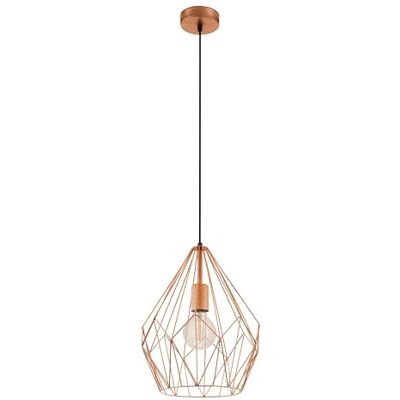 EGLO pendellamp CARLTON, 1 lichtbron Vintage pendelarmatuur, retro hanglamp van staal, kleur: koper, fitting: E27 EGLO pendellamp CARLTON, 1 lichtbron Vintage pendelarmatuur, retro hanglamp van staal, kleur: koper, fitting: E27