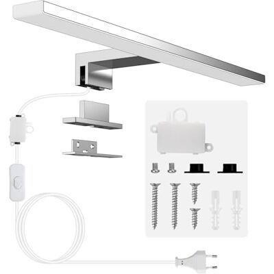 Aogled Led-spiegellamp met schakelaar, 40 cm, 10 W, koud wit, 6500 K, 820 lm, IP44 waterdicht, 230 V, klasse II Aogled Led-spiegellamp met schakelaar, 40 cm, 10 W, koud wit, 6500 K, 820 lm, IP44 waterdicht, 230 V, klasse II
