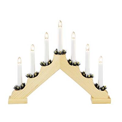 Konstsmide Kroonluchter van natuurlijk hout, 7 lampen, transparant, 230 V, voor binnen, met witte kabel, 2262-100 Konstsmide Kroonluchter van natuurlijk hout, 7 lampen, transparant, 230 V, voor binnen, met witte kabel, 2262-100