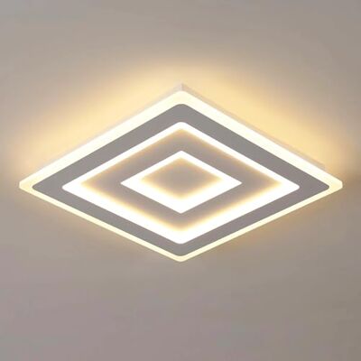 Comely Moderne vierkante led-plafondlamp, 52 W, led-plafondlamp, acryl, plafondlamp, binnen, wit, voor slaapkamer, woonkamer, hal, warm licht, 3000 K, 40 cm Comely Moderne vierkante led-plafondlamp, 52 W, led-plafondlamp, acryl, plafondlamp, binnen, wit, voor slaapkamer, woonkamer, hal, warm licht, 3000 K, 40 cm