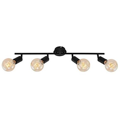Briloner Leuchten Plafondspot 4 lampen retro vintage met draai- en zwenkkoppen 4 lampen E27 max. 60 W metaal zwart 60 W Briloner Leuchten Plafondspot 4 lampen retro vintage met draai- en zwenkkoppen 4 lampen E27 max. 60 W metaal zwart 60 W