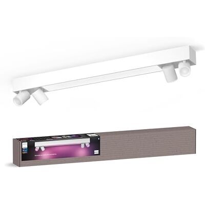 Philips White & Color Ambiance Centris met 4 lampen, dimbaar, 16 miljoen kleuren, bedienbaar via app, compatibel met Amazon Alexa, wit. Philips White & Color Ambiance Centris met 4 lampen, dimbaar, 16 miljoen kleuren, bedienbaar via app, compatibel met Amazon Alexa, wit.