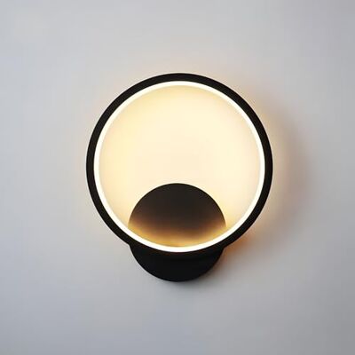ZTWLEED Wandlamp voor binnen, led, 12 W, 1400 lm, moderne wandlamp, drie modi, kleurtemperatuur, 3000 K/4000 K/6000 K, zwart, rond, wandlamp voor slaapkamer, woonkamer, hal, trap, Ø 20 cm, 220 V ZTWLEED Wandlamp voor binnen, led, 12 W, 1400 lm, moderne wandlamp, drie modi, kleurtemperatuur, 3000 K/4000 K/6000 K, zwart, rond, wandlamp voor slaapkamer, woonkamer, hal, trap, Ø 20 cm, 220 V