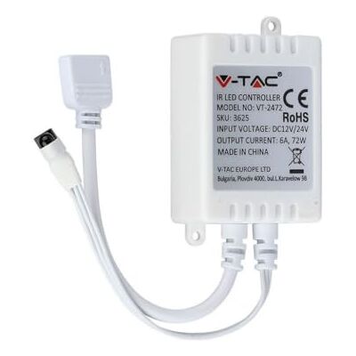 V-TAC Infrarood controller IR LED Strip RGB met afstandsbediening 24 toetsen V-TAC Infrarood controller IR LED Strip RGB met afstandsbediening 24 toetsen